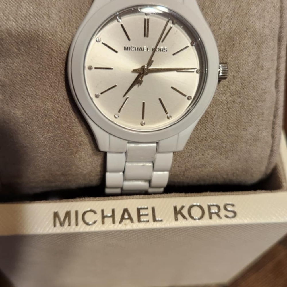 Michael Kors White and Silver Watch